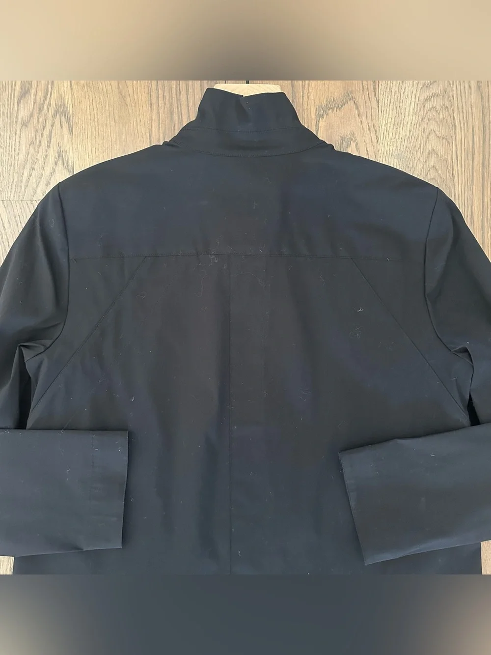 Lafayette 148 New York Cotton Poplin Stand Collar Tunic Foldover Shirt Black S - Picture 8 of 8